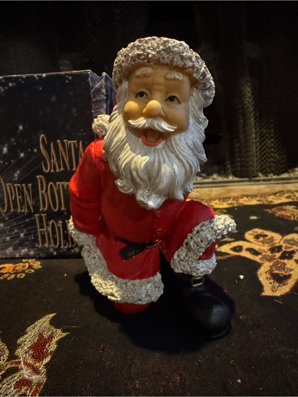 Wine Holder Santa Open Bottle Figurine Decoration "Hold My Wine” Christmas